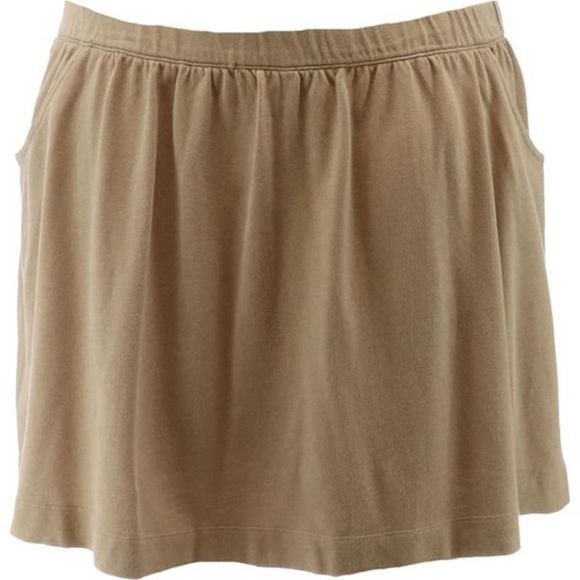 Lands' End Women's Knit Gathered Khaki Cotton Skort US 0 - Picture 8 of 10